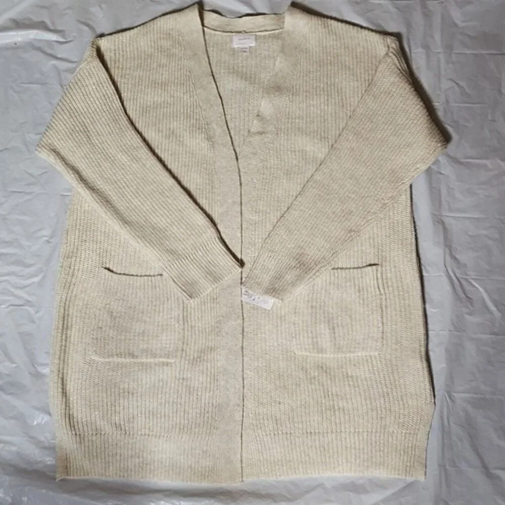 Auden Women's Open Front Sweater Robe with Pockets XL/XXL Oatmeal New - Picture 3 of 14